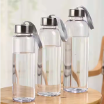 Transparent clear plastic drinking water bottles